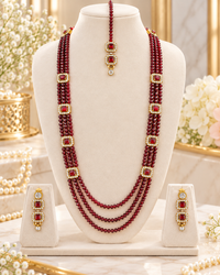 Handcrafted Multi-Strand Crystal Rani Haar & Earring Set
