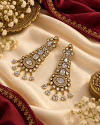 Kundan Long Linear Chandelier Earrings