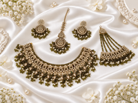 Classic White Beaded Traditional Wedding Jewelry Set