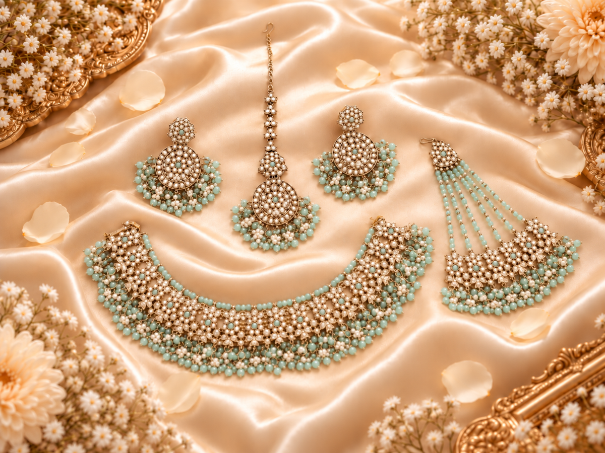 Deep Maroon Antique Gold Choker Set with Traditional Jhumar/Passa