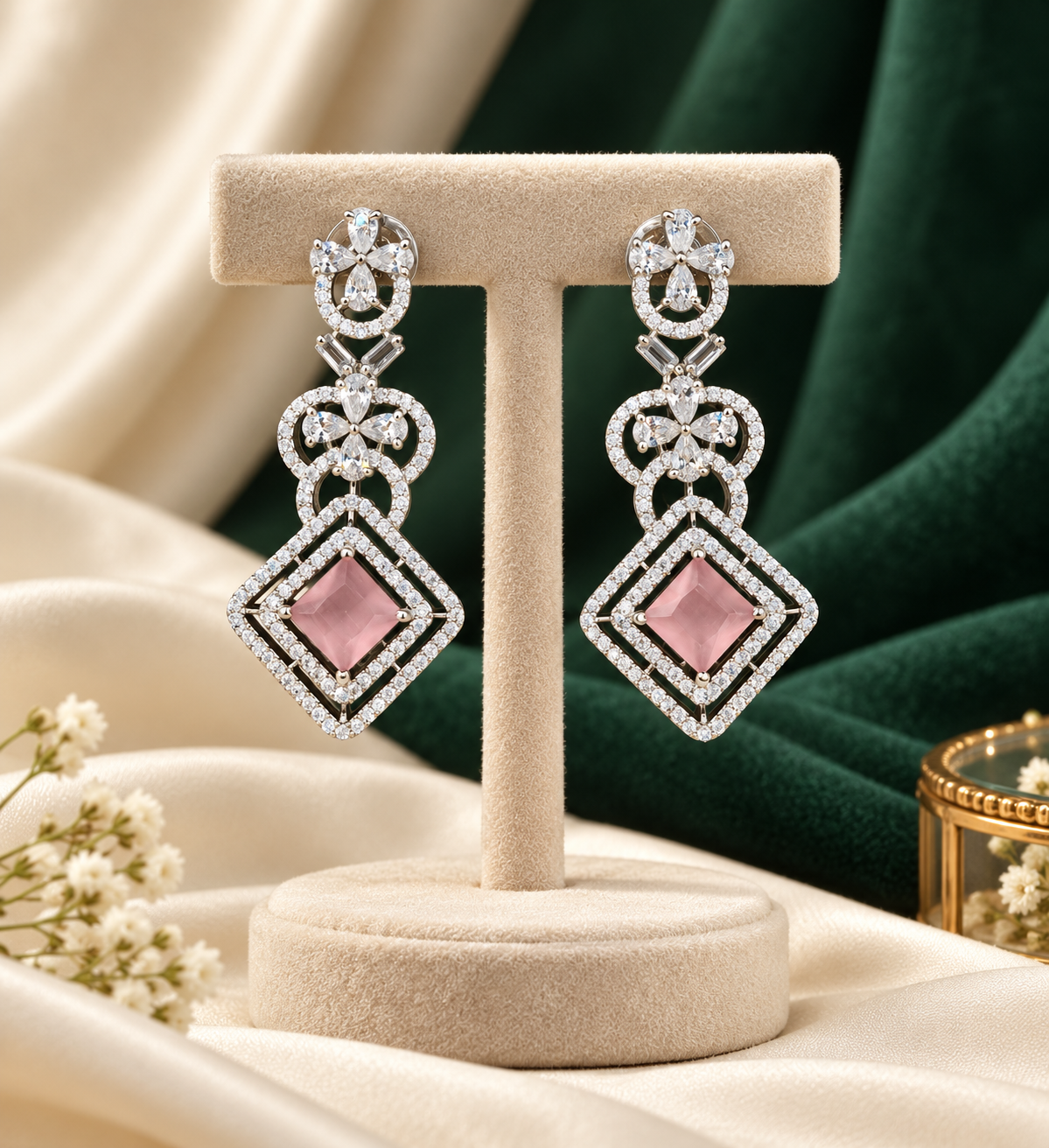 Tiered Crystal Statement Drop Earrings