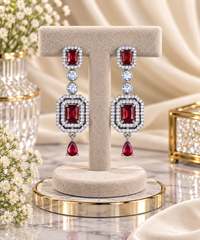 Geometric Double Halo Drop Earrings