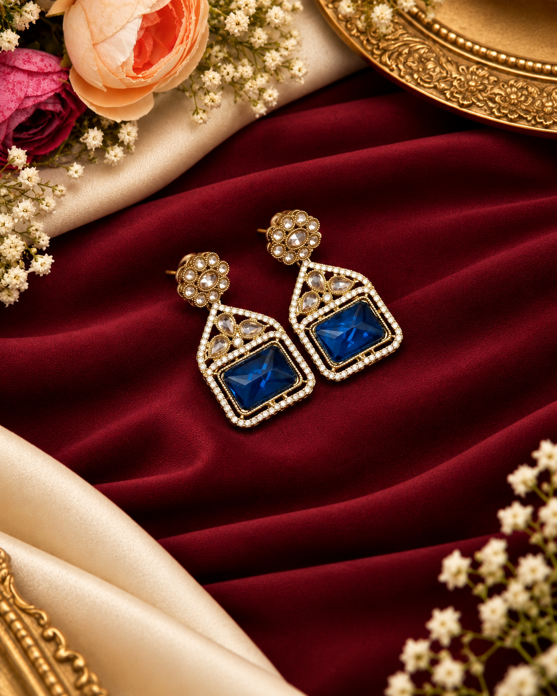 Geometric Crystal Statement Drop Earrings