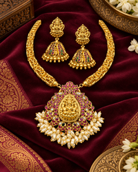 Traditional Lakshmi Temple Copper Choker Set