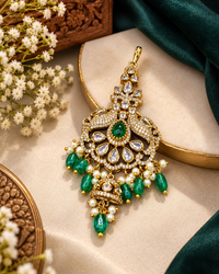 Festive Stone Studded Maang Tikka with Jhumki Detail