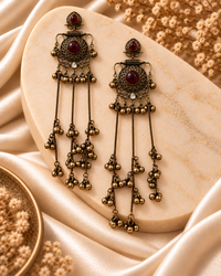 Long Chain with Ghungroo Earrings