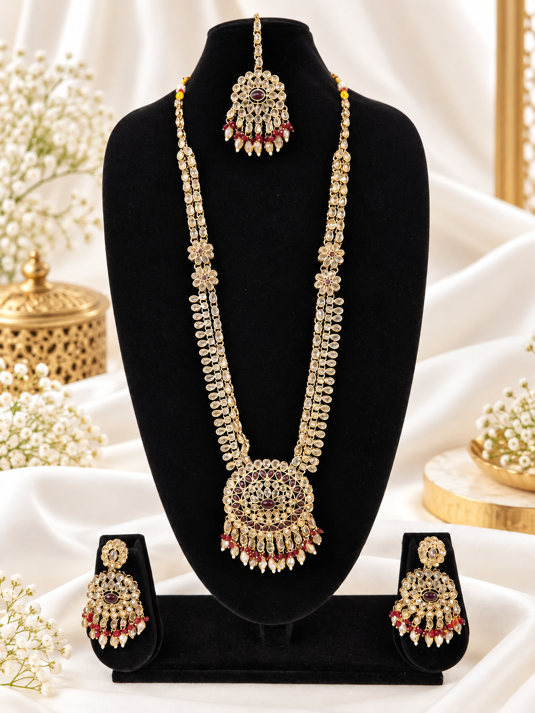 Mustard Yellow Bridal Necklace Set with Matching Earrings