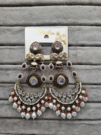 Handcrafted Meenakari & Pearl Bahubali Earrings
