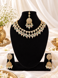 Traditional Floral Choker Necklace set With Earrings & Maang Tikka