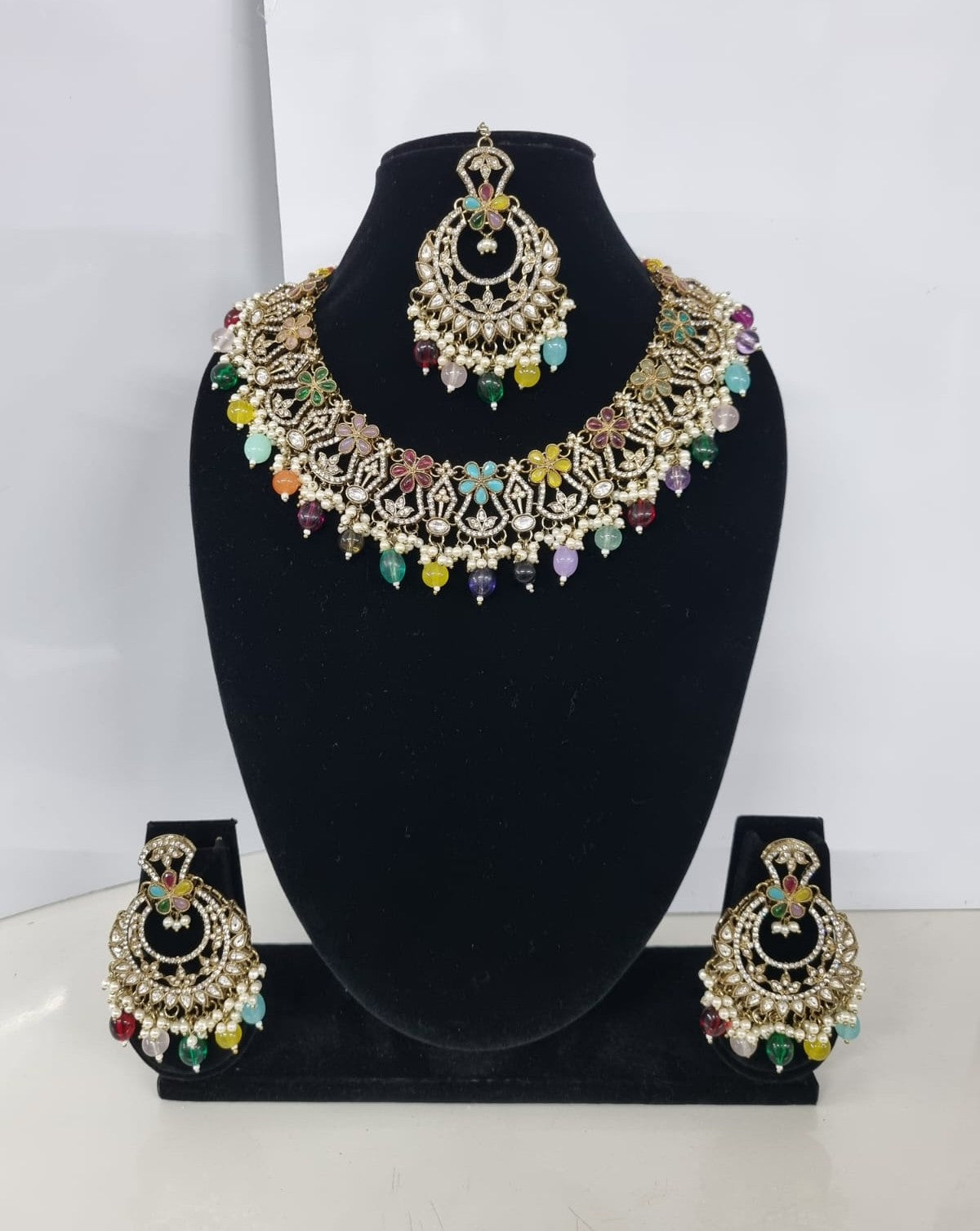 Bloom Multicolored Floral Kundan Necklace Set
