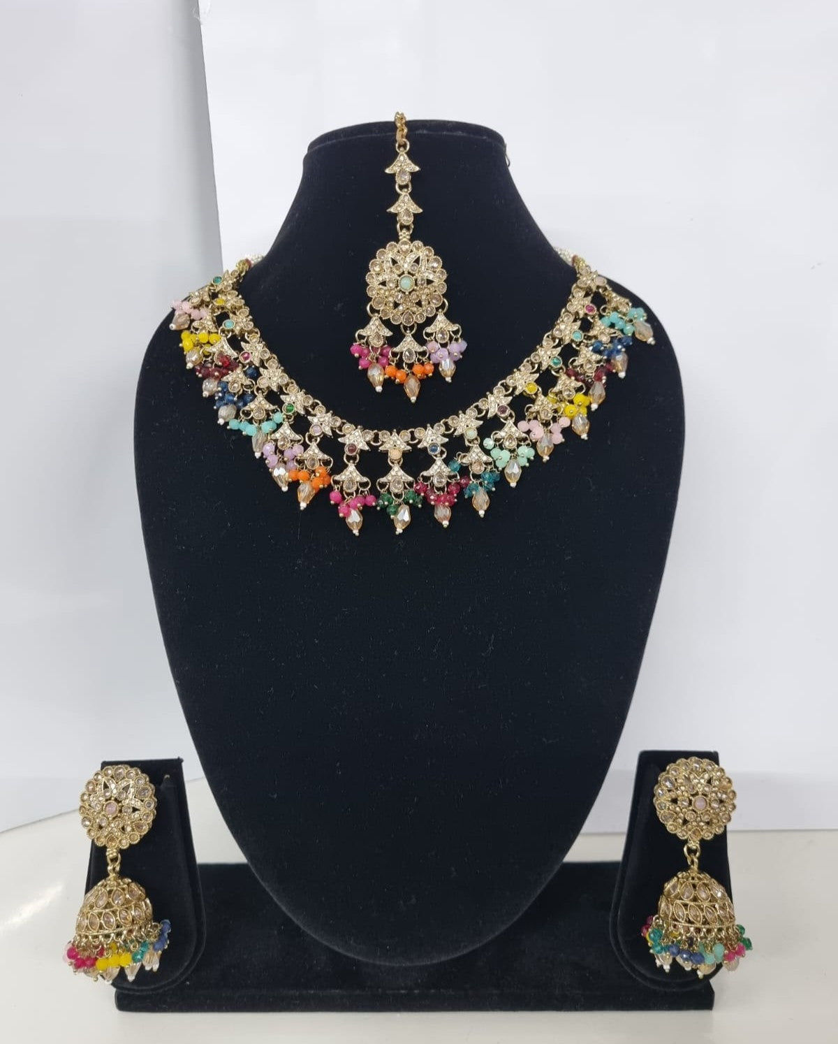 Traditional Floral Choker Necklace set With Earrings & Maang Tikka