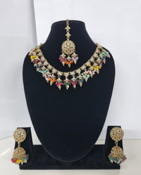 Traditional Floral Choker Necklace set With Earrings & Maang Tikka