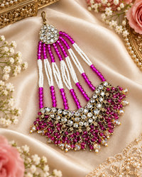 Chand Motif Crystal Jhoomar / Traditional Bridal Hair Tikka