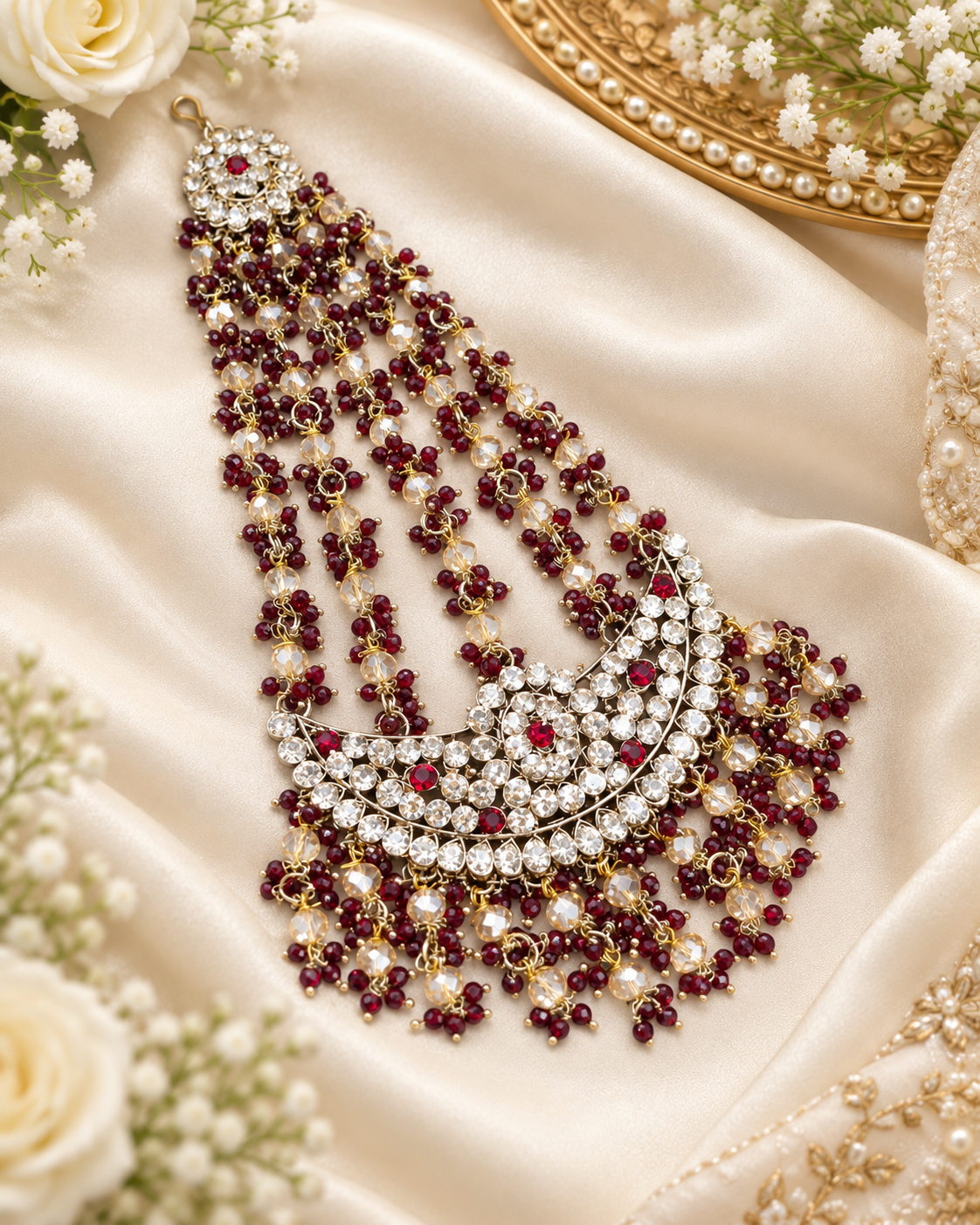 Chand Motif Crystal Hair Accessory / Bridal Jhoomar