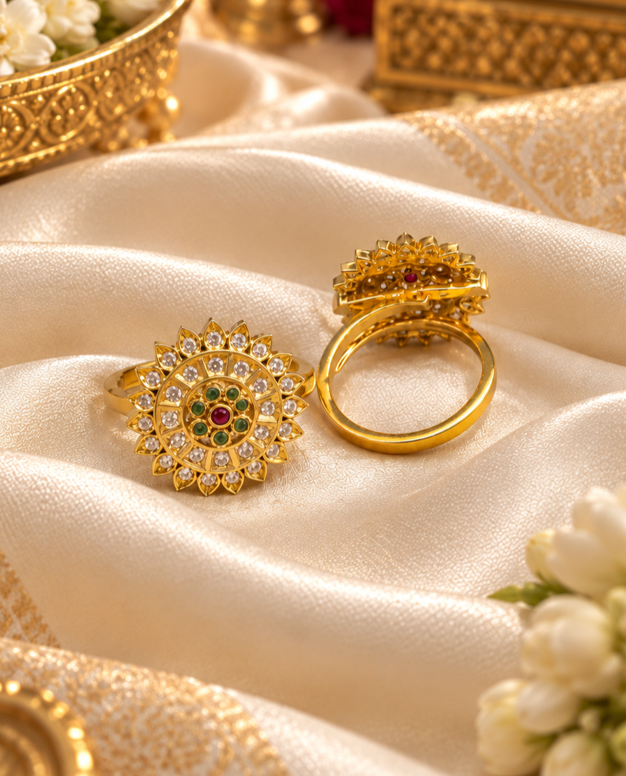 Sunburst Mandala Adjustable Rings