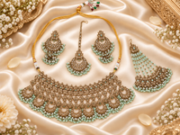 Baby Pink Champagne Bridal Choker Set With Earring set