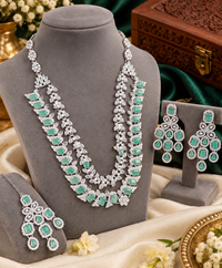 Double-Layer Necklace Set with Earrings and Maang Tikka