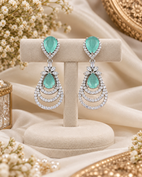 AD Cubic Zirconia Tiered Drop Earrings