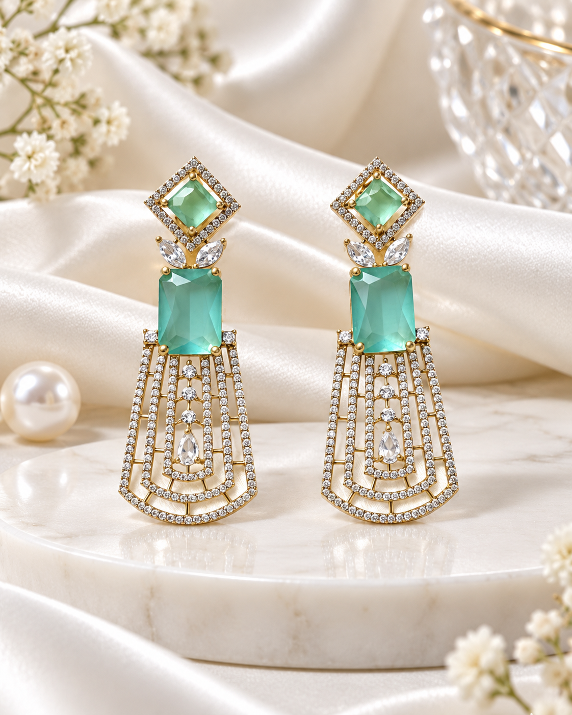 Ad Art Deco Chandelier Drop Earrings For Woman
