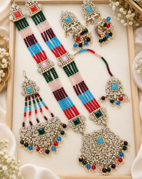 Traditional Gold Pletad Long Necklace Set 5-Piece For Woman & Girls
