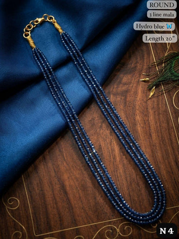 Elegant 3-Line Hydro Beads Mala Necklace 20 Length Round Crystal Mala