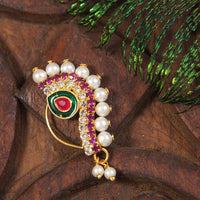 Pearl Nath - Festive Multi-Stone Clip-On Nose Ring for Weddings