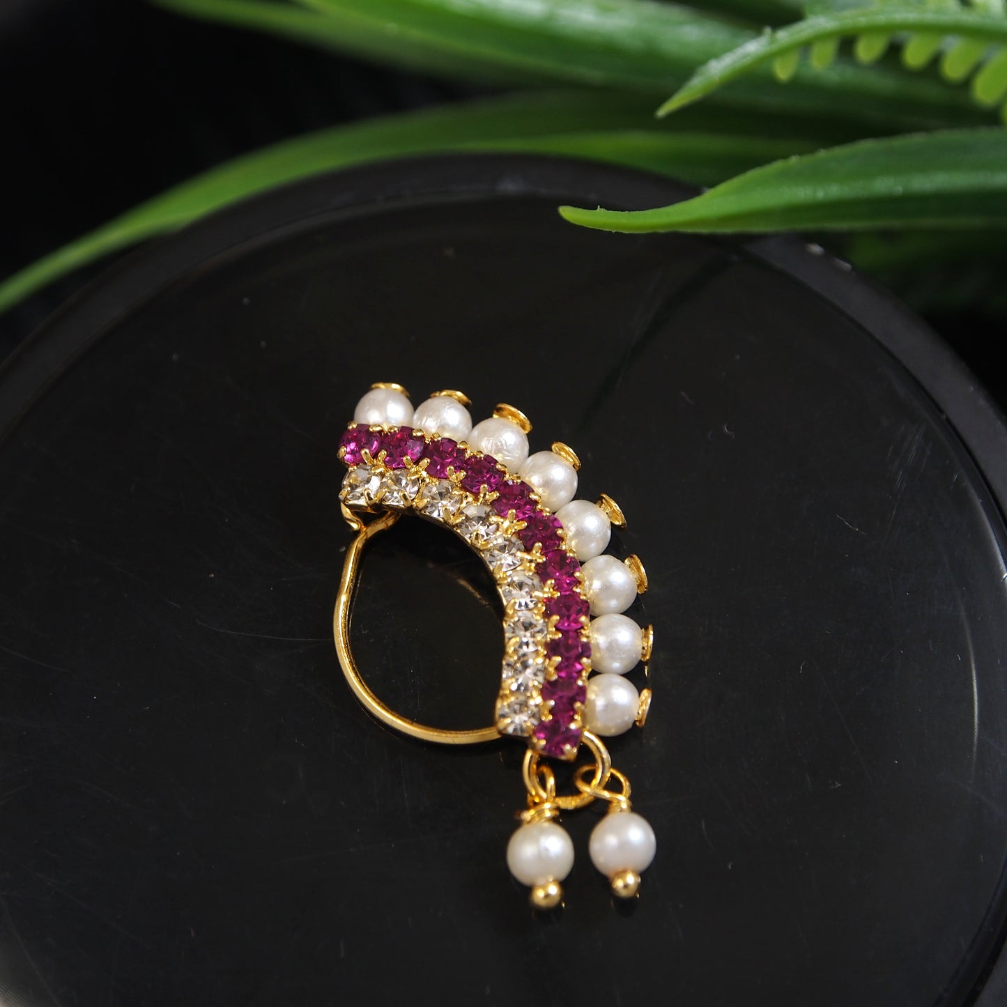 Pearl Nath - Festive Multi-Stone Clip-On Nose Ring for Weddings