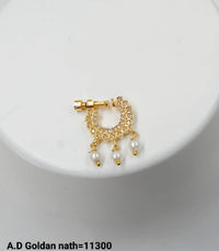 Traditional Stylish Pearl Gold Plated Nose Pin