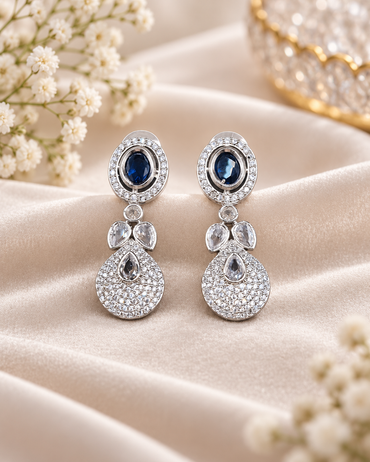 Pavé Teardrop American Diamond Drop Earrings