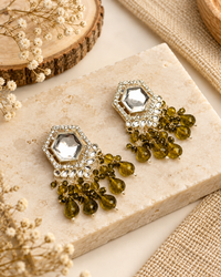 Traditional Hexagon Kundan Earrings Gold Plated Earrings for Woman Dangles