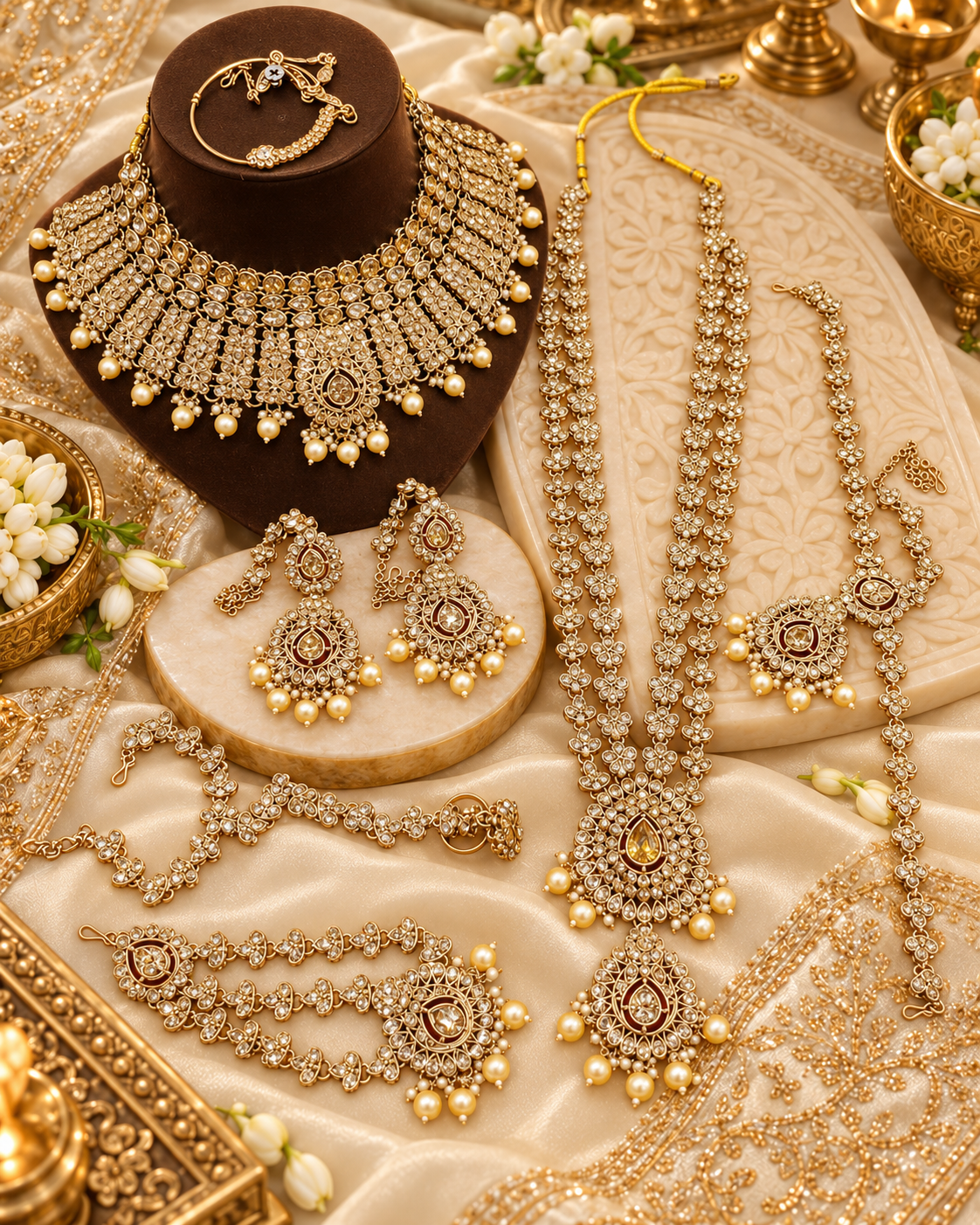Dulhan Heritage Maroon Crimson Teardrop Bridal Set