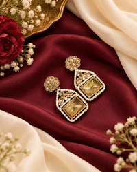 Geometric Crystal Statement Drop Earrings