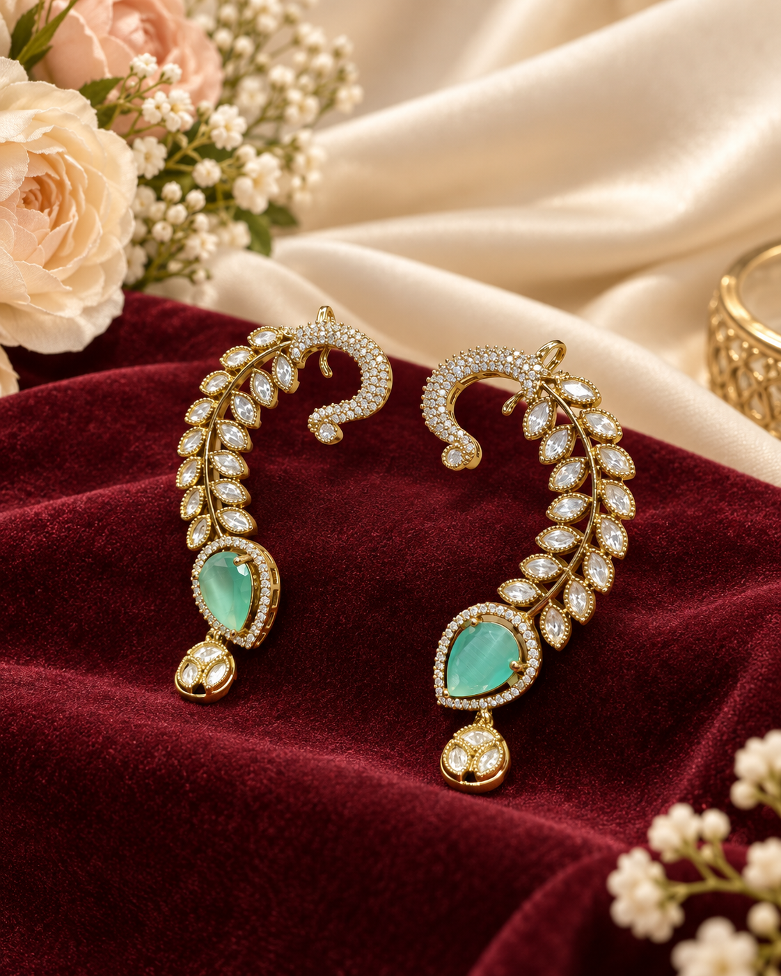 Heritage Peacock Vine Ear Cuffs