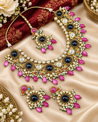 Traditional Gold-Tone Kundan Choker Set with Pearl Accents