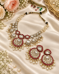 Classic Ruby Red Kundan Choker and Chandbali Earring Set
