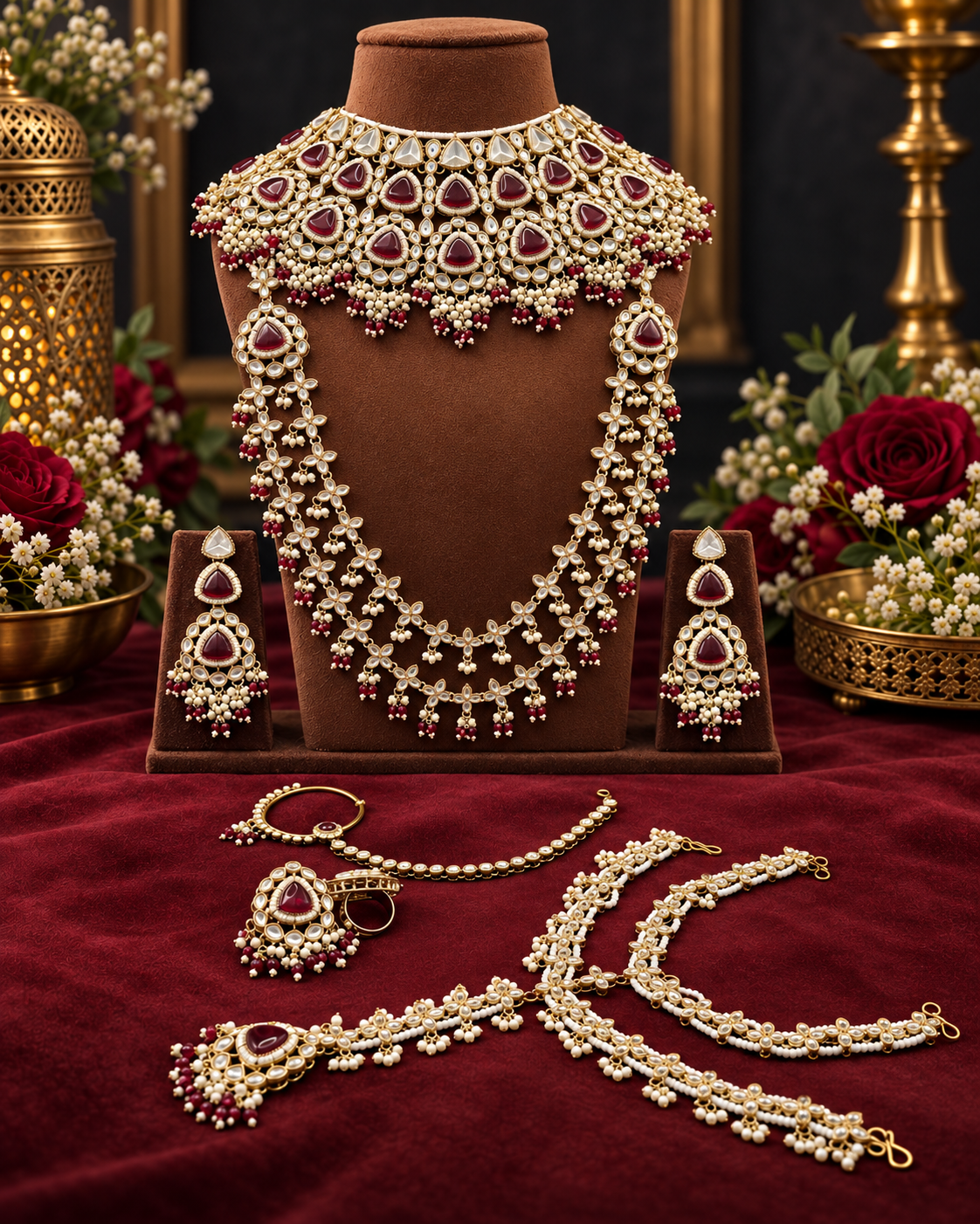 Bridal Polki & Pearl Handcrafted Jewelry Set