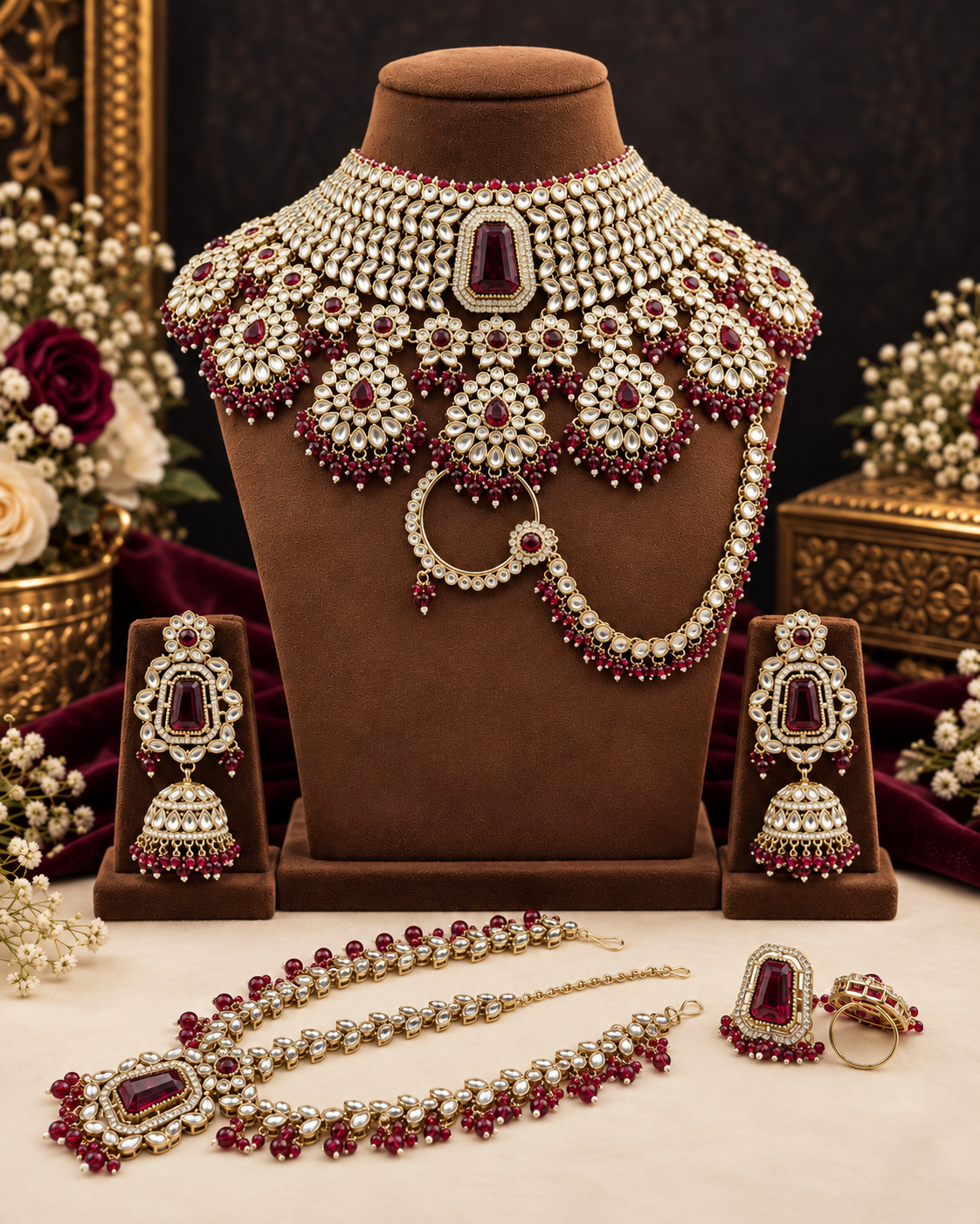 Antique Gold Finish Grand Bridal Jewellery Set