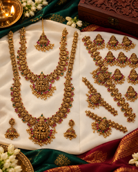 Traditional South Indin mate Gold Temple Bridal Set For Woman