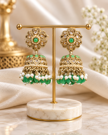 Deep Blue & Pearl Style Jhumkhas