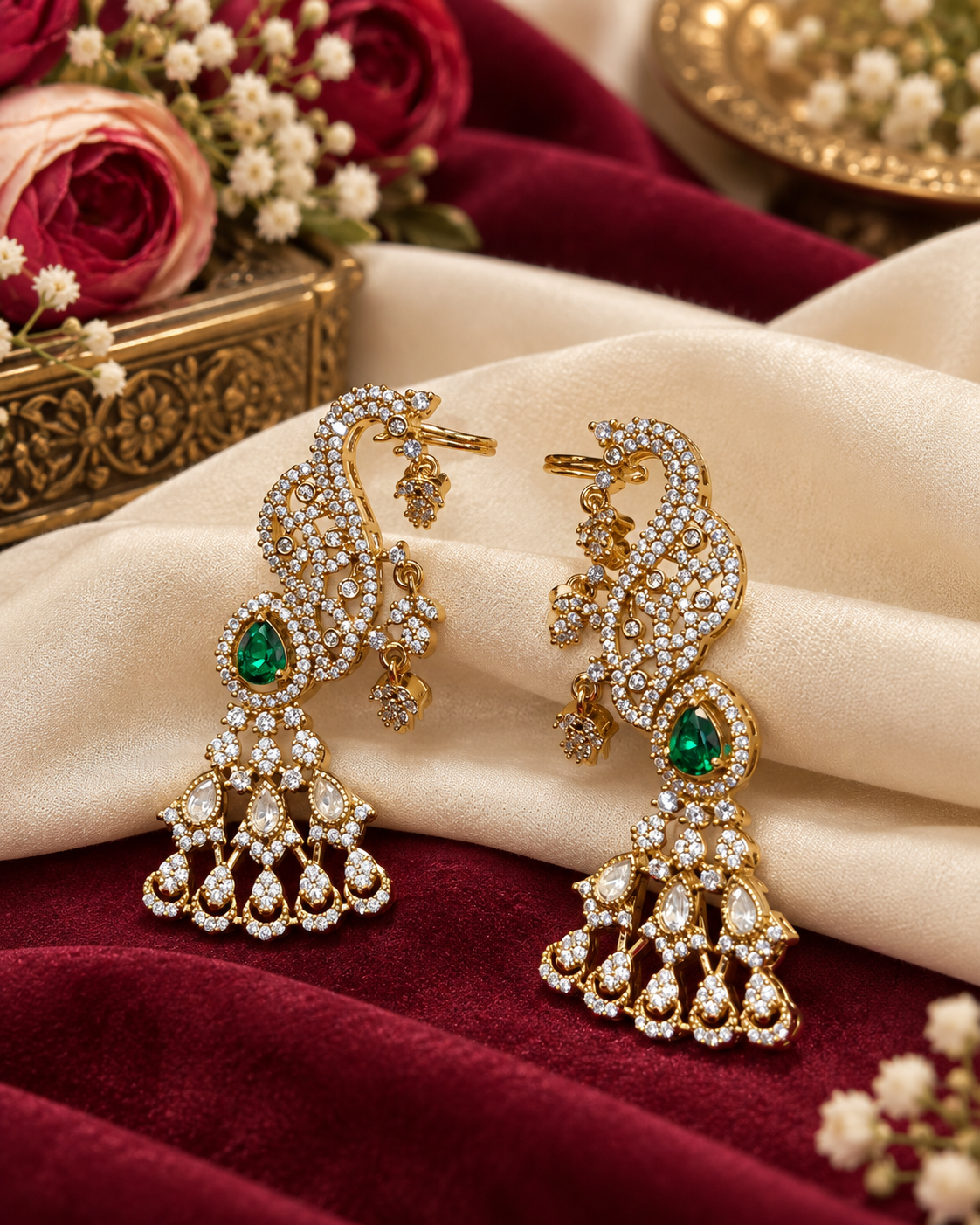 Heritage Peacock Cascade AD Earrings