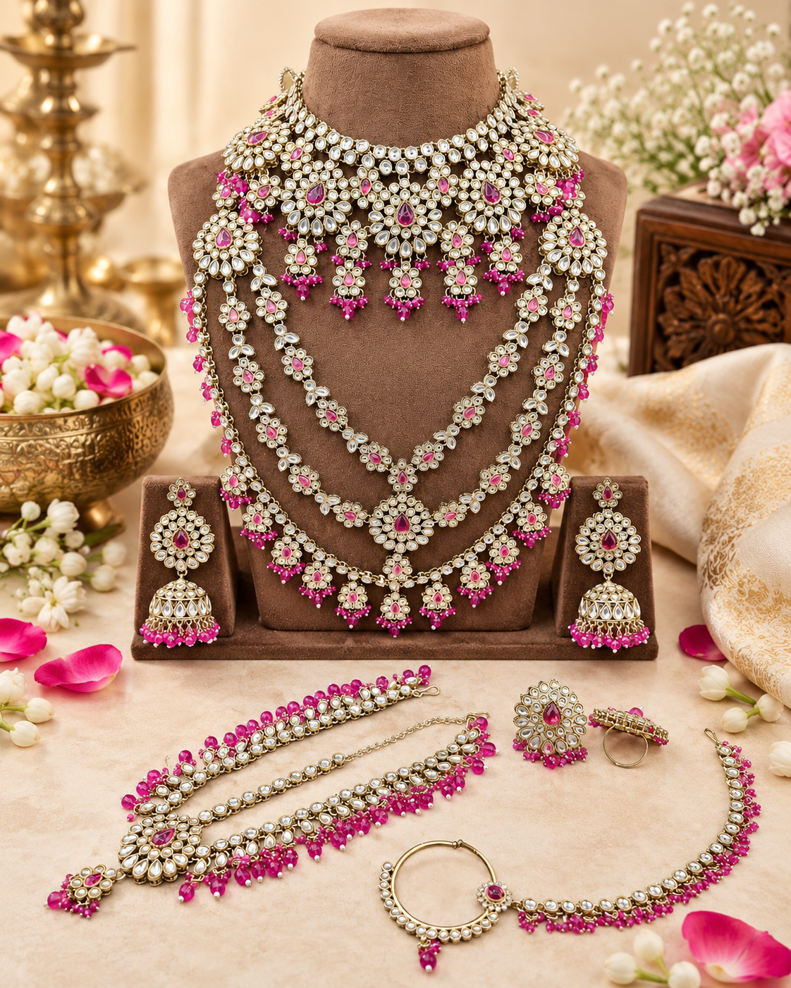 Royal Bridal Jewelry Set – Multi-Layered Haar & Choker Set