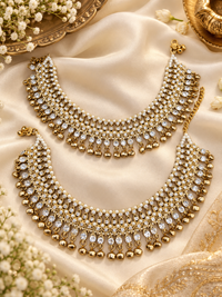 Ornate Crystal Stone Payal Pair with Ghungroo Charms