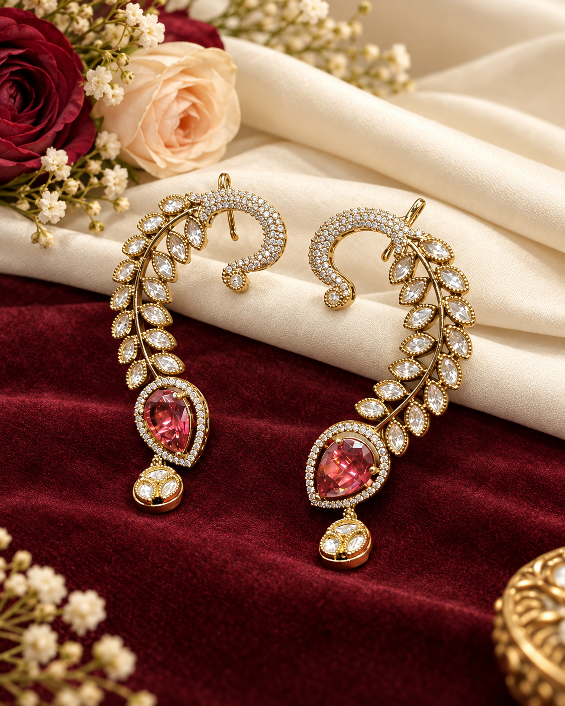 Heritage Peacock Vine Ear Cuffs