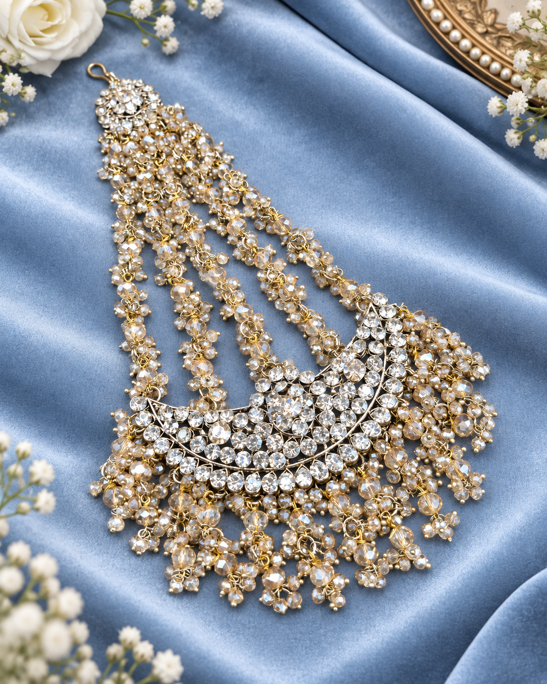 Chand Motif Crystal Hair Accessory / Bridal Jhoomar