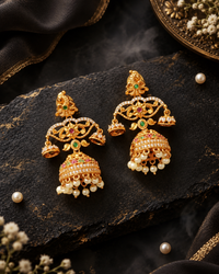 Regal Gold plating Jhumka With Drops Earrings For Woman & Girl