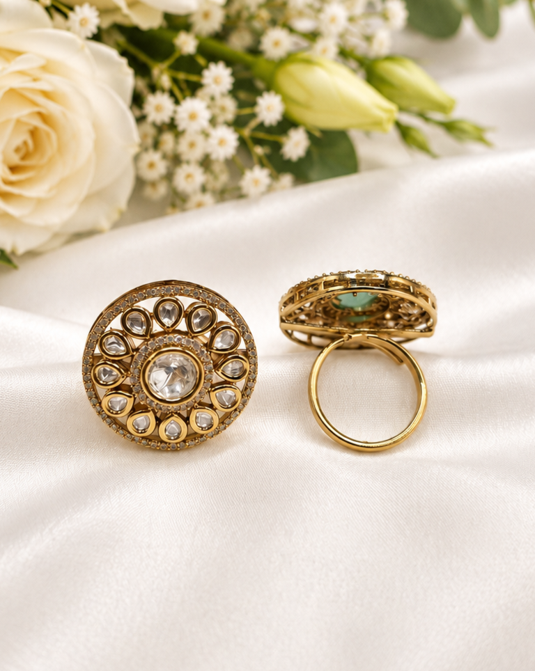 Floral Medallion Kundan Ring