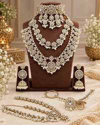 Complete Bridal Jewelry Set – Antique Gold-Plated Choker, Rani Haar & Accessories