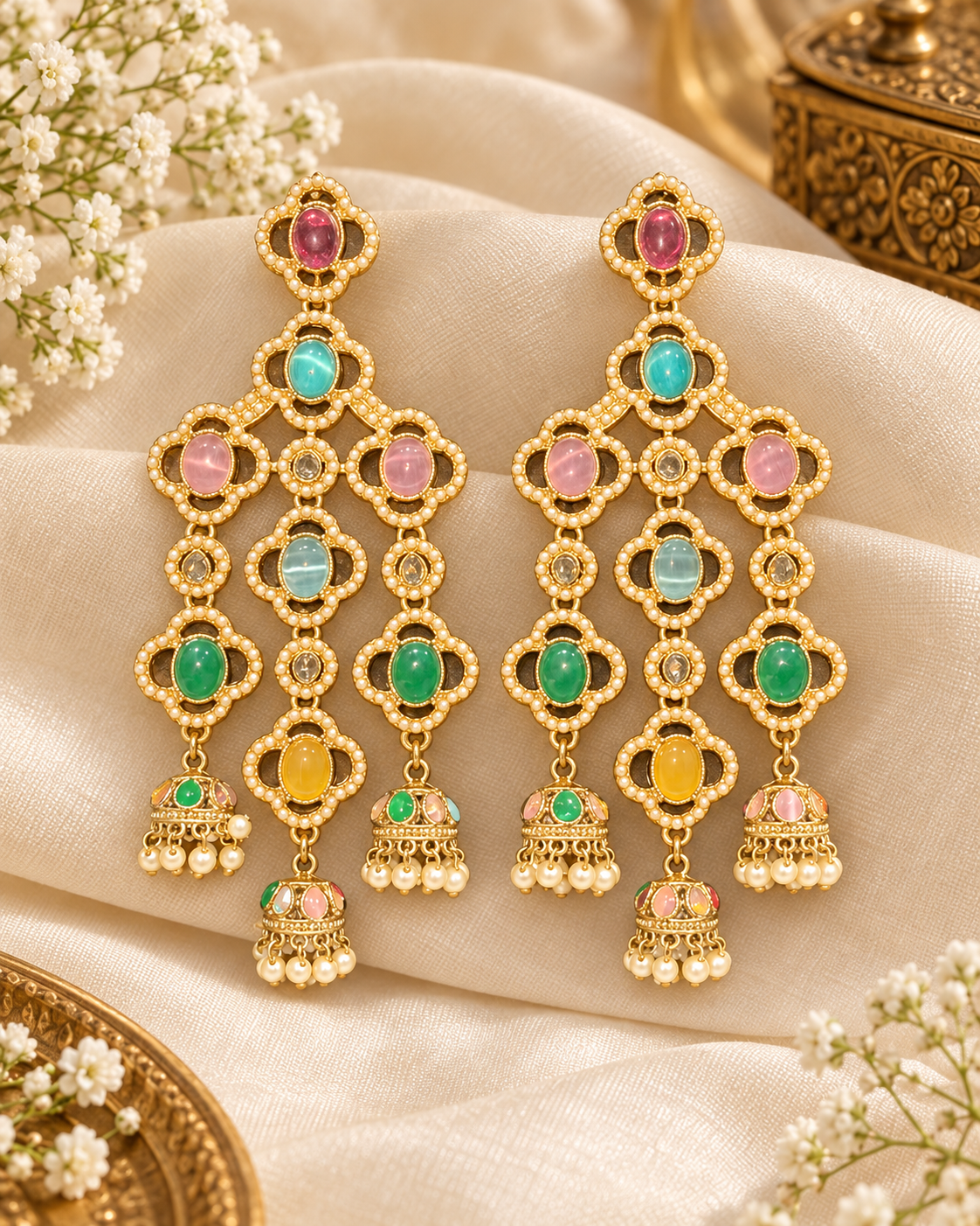 Multy Stone Long Earring