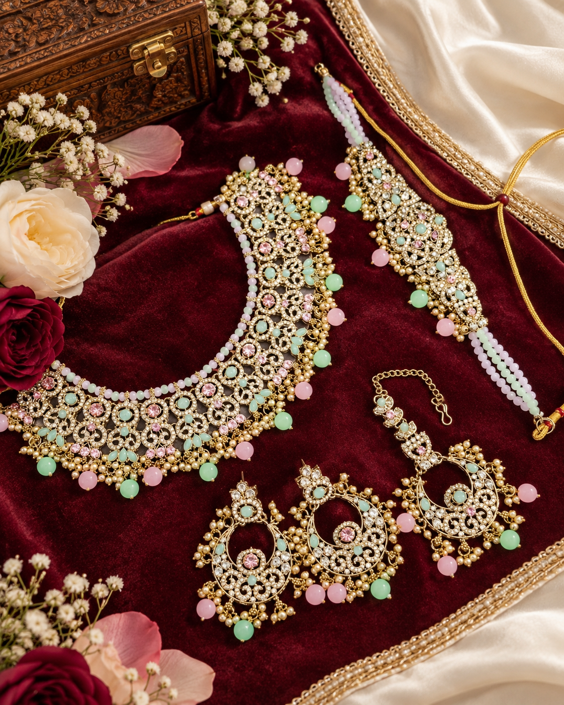 Royal Antique Gold Zircon Bridal Jewelry Set