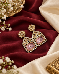 Geometric Crystal Statement Drop Earrings